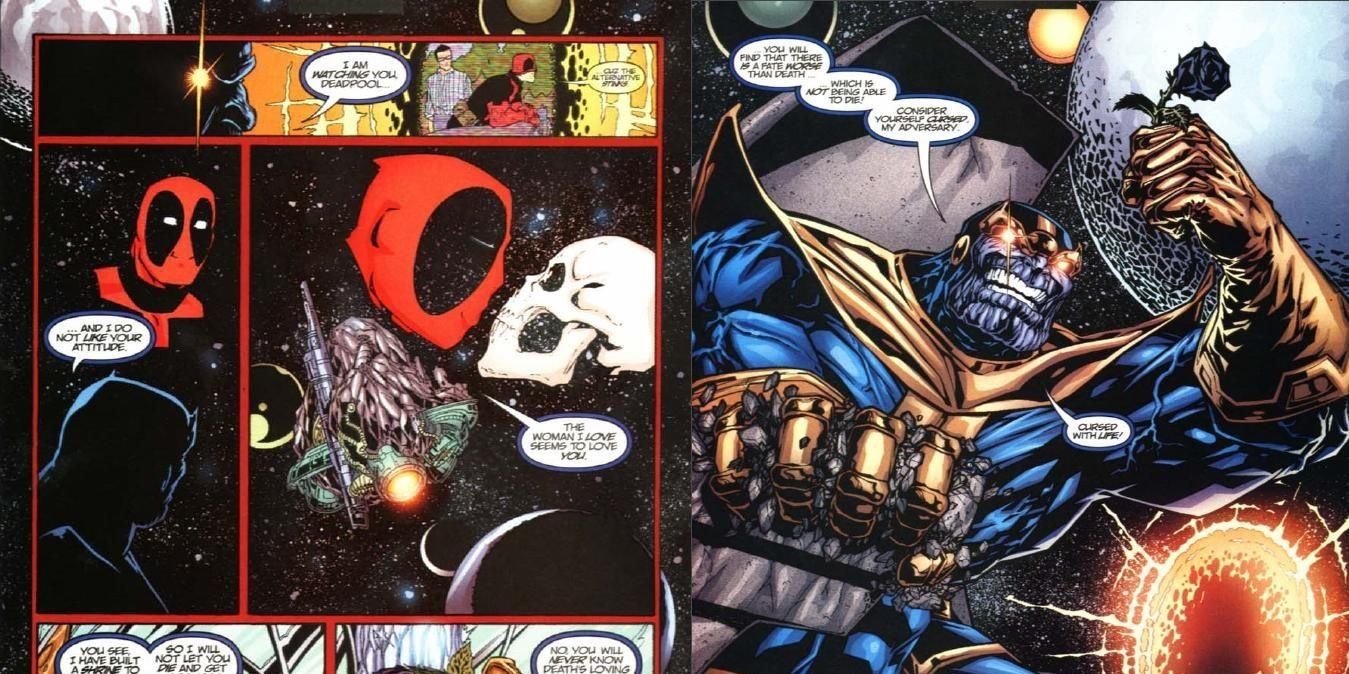 Thanos curses Deadpool with immortality to stop him from reaching Death’s realm