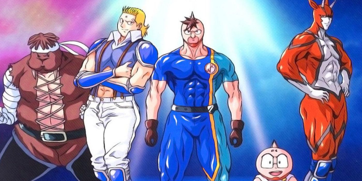 Mantaro Muscle and the Muscle League pose together in Ultimate Muscle Kinnukiman