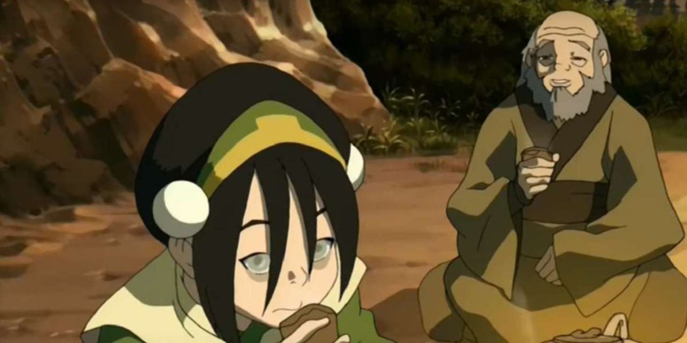 Iroh and Toph drink tea from Avatar The Last Airbender