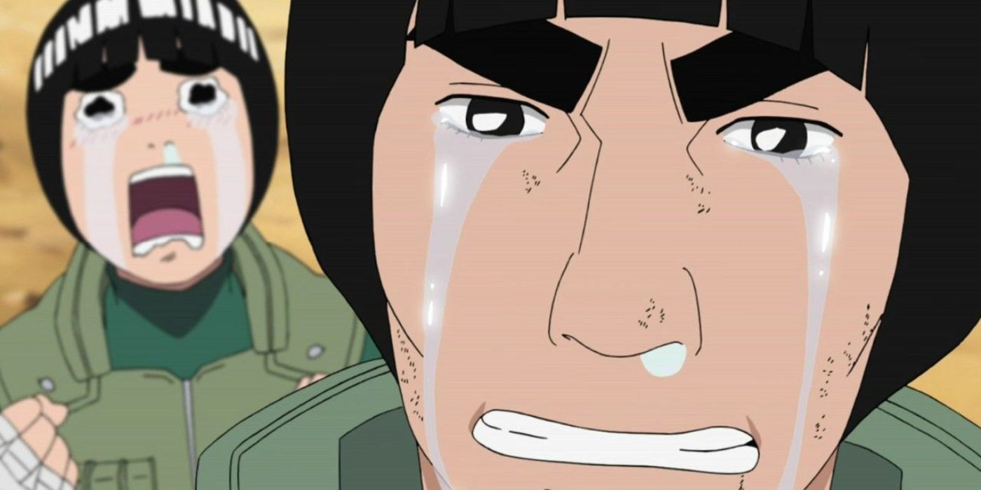 Might Guy and Rock Lee Crying
