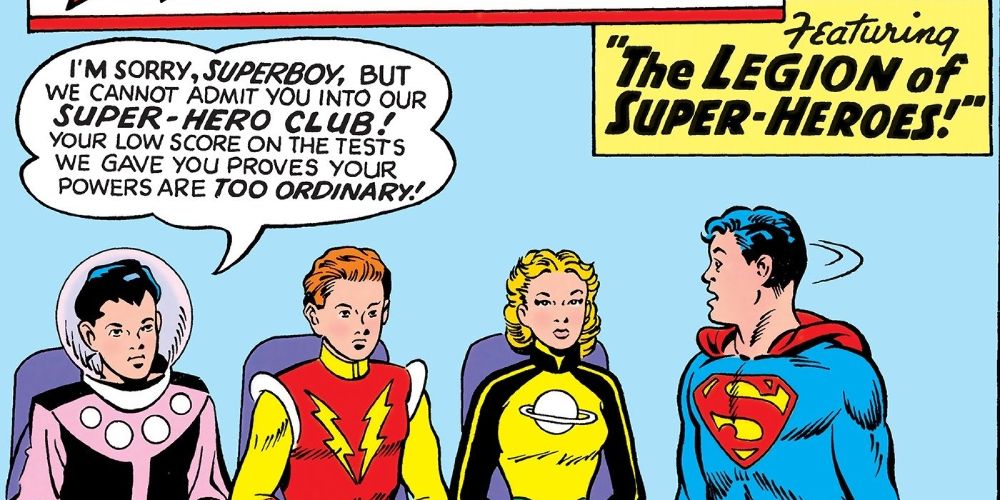 Adventure Comics where Superboy meets Cosmic Boy, Lightning Boy, and Saturn Girl