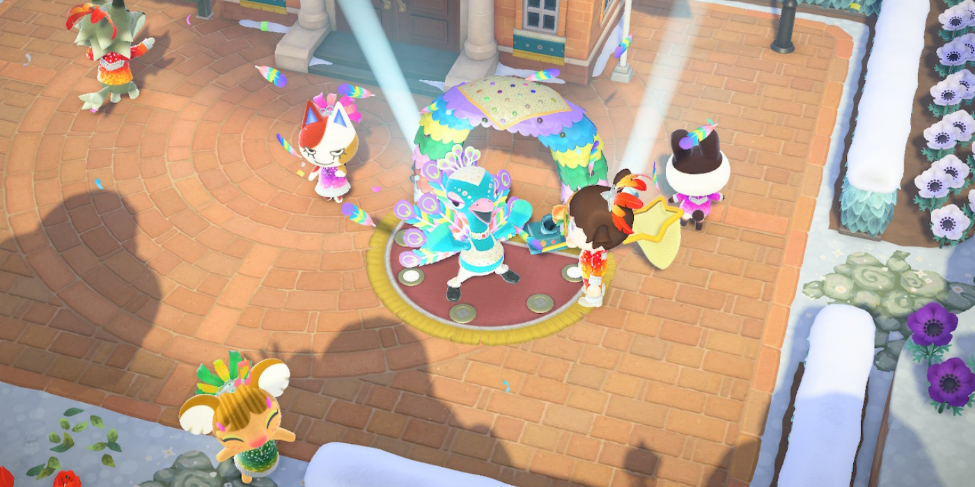 Pavé dances at Festivale in Animal Crossing: New Horizons