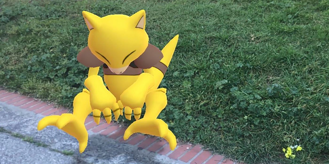 Abra found in the wild in the augmented-reality game Pokémon GO.