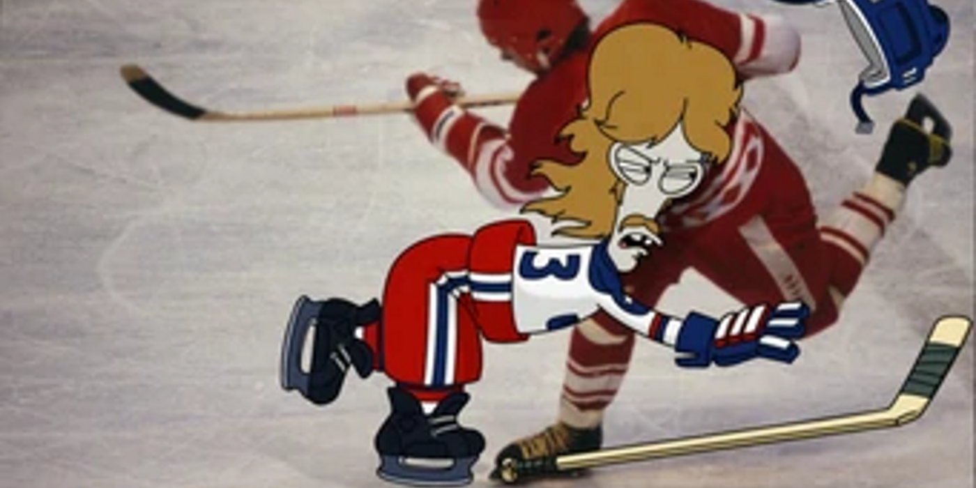 Chex LeMeneux aborda jogador de hóquei em uma foto photoshopada em American Dad