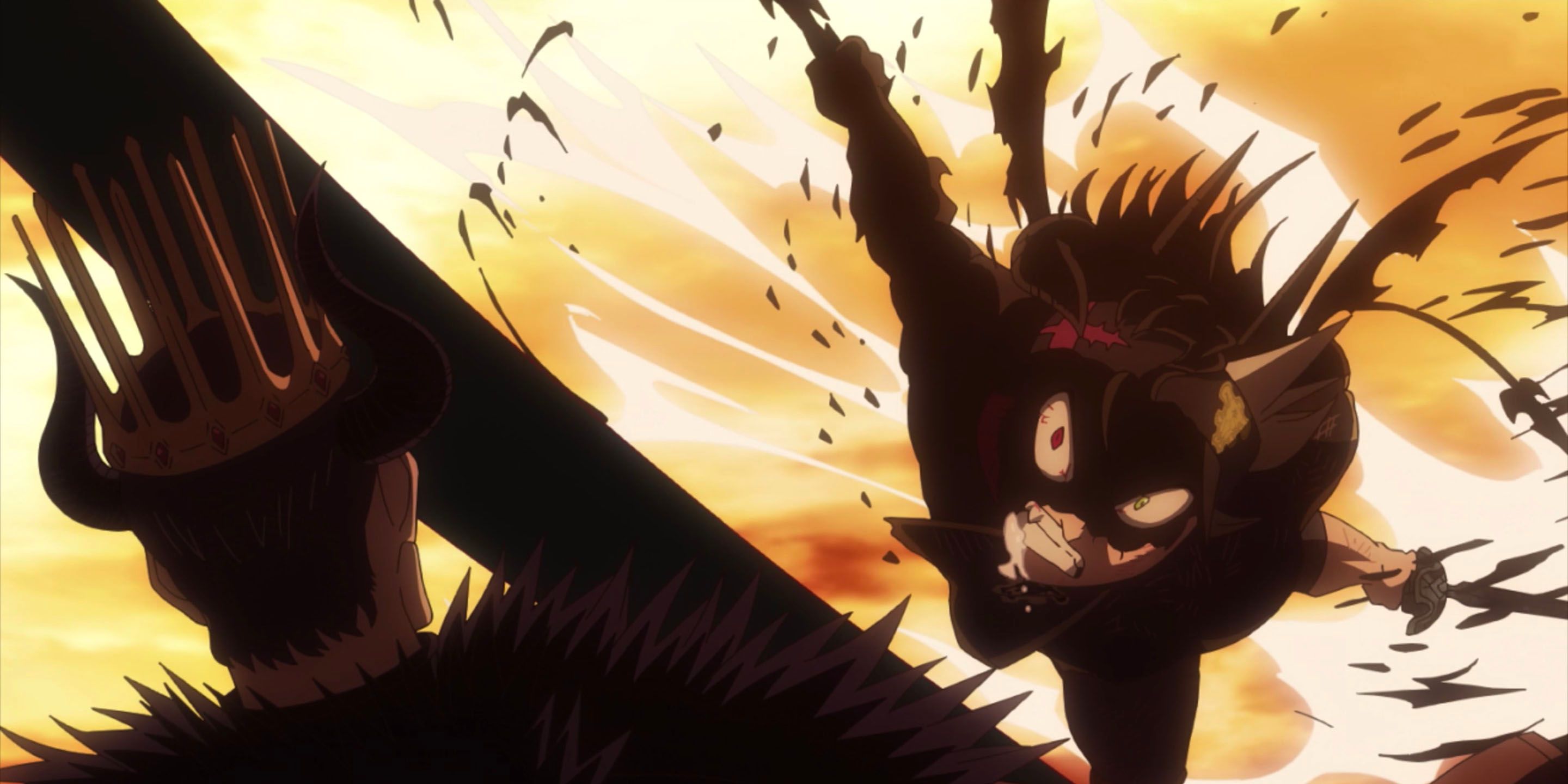 Asta fighting Dante of the Dark Triad in Black Clover.