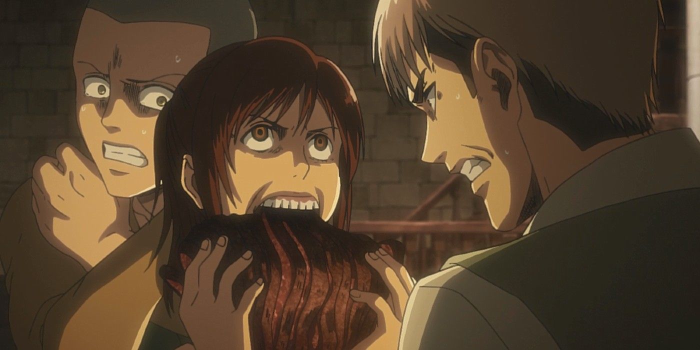 Sasha eating meat as Connie &amp; Jean try to stop her AOT