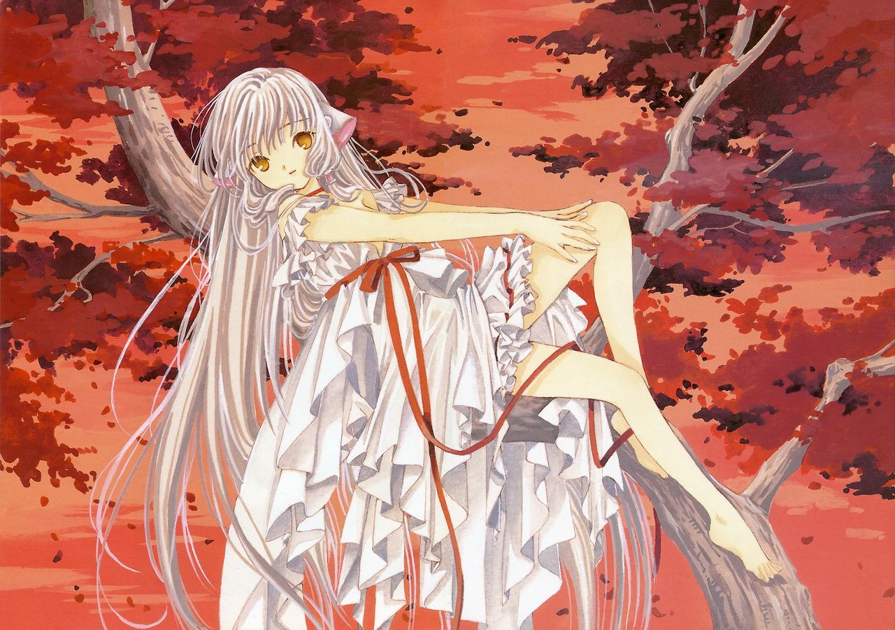 Chii Relaxes In A Tree In Chobits Illustration By Clamp