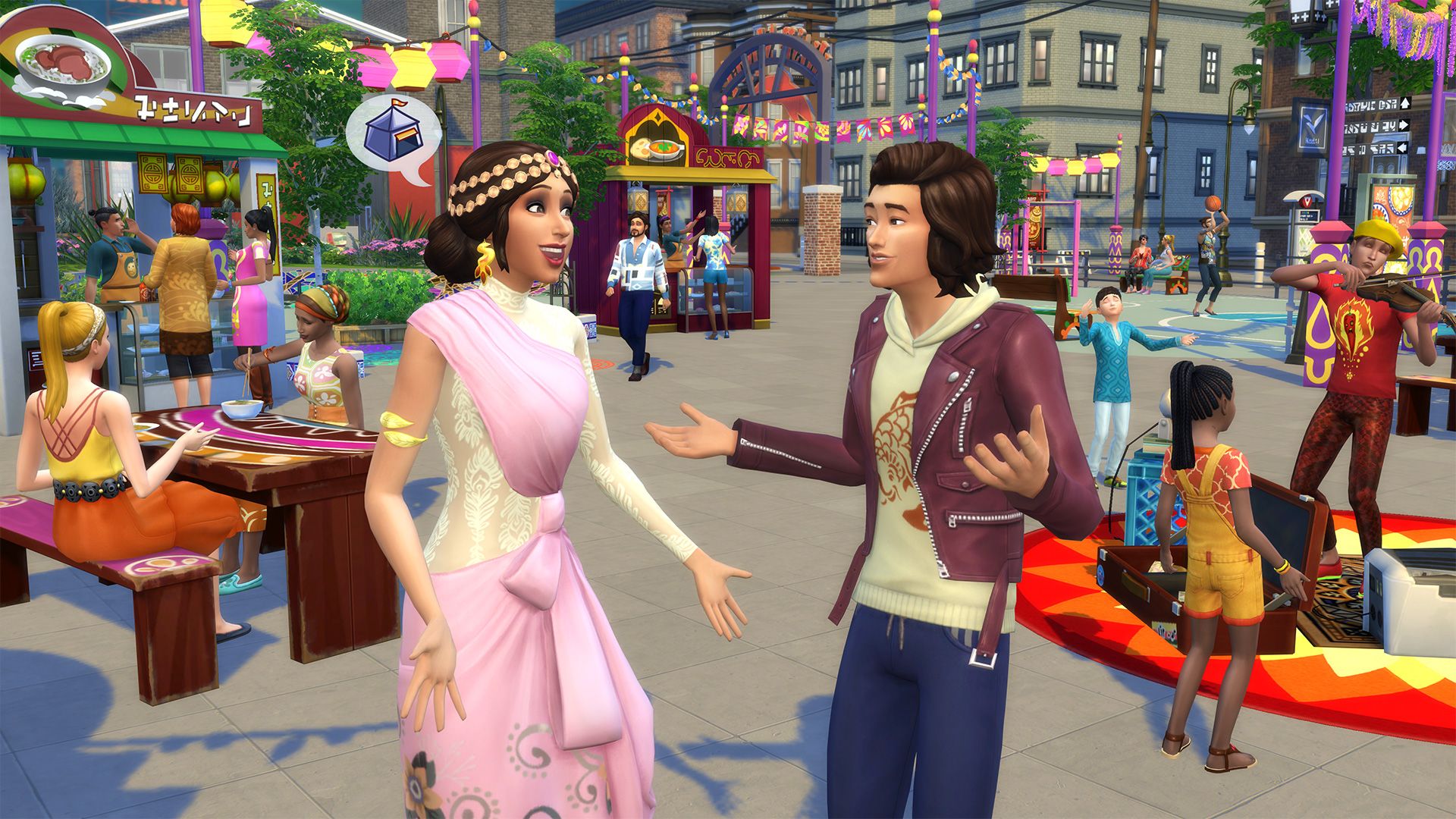 A festival in The Sims 4: City Living
