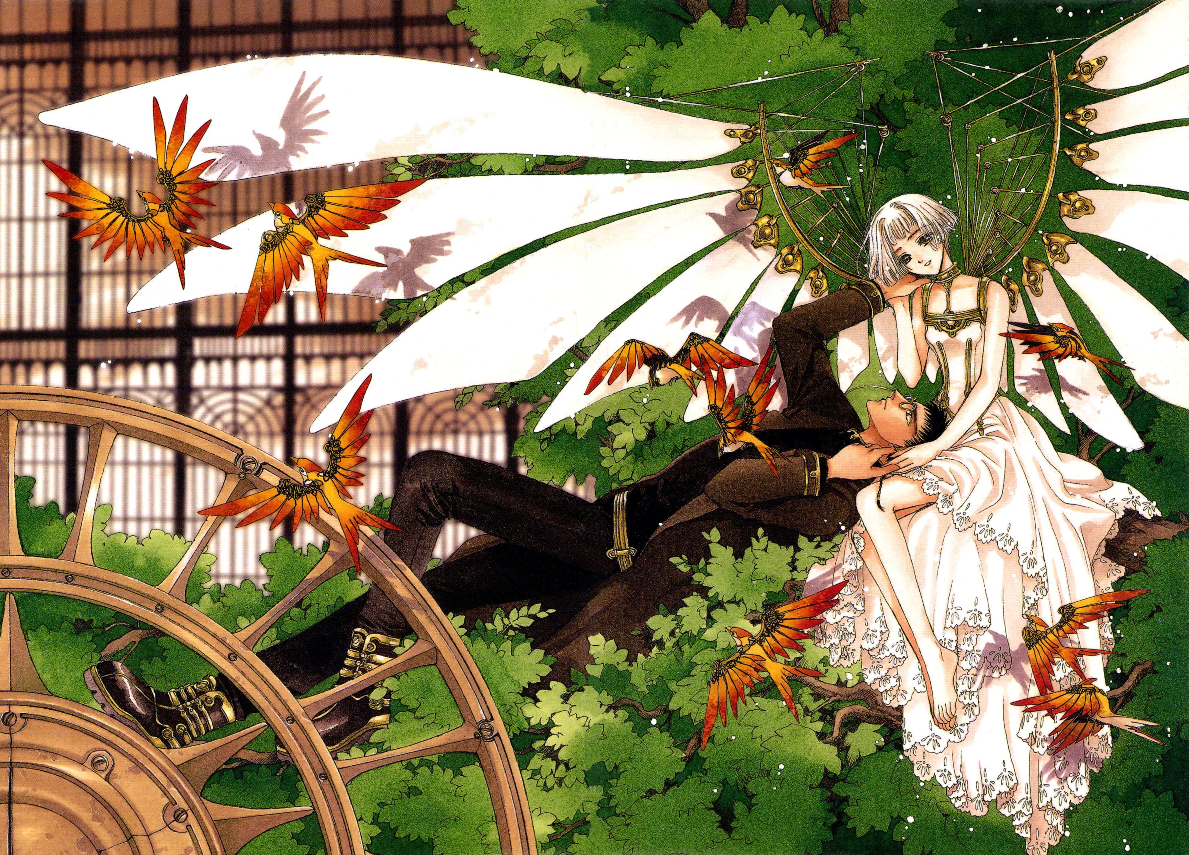 Suu And Kazuhiko Relax In A Garden Setting In Clover Illustration By Clamp
