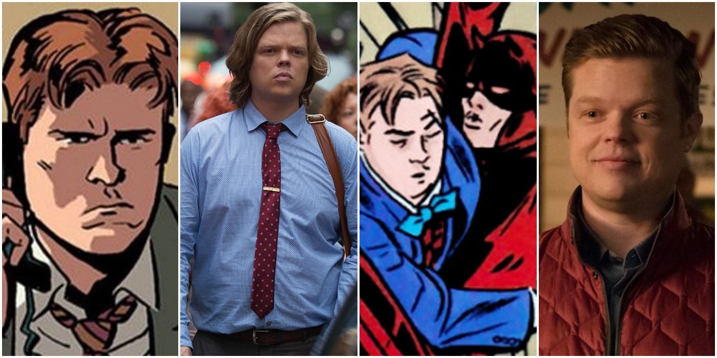 a photo collage of four images of foggy nelson