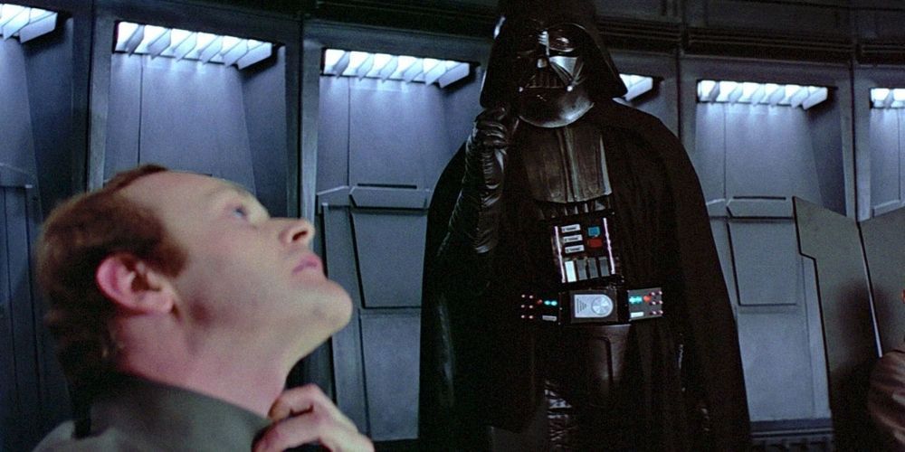 Darth Vader using Force Choke on Admiral Motti in Star Wars - A New Hope