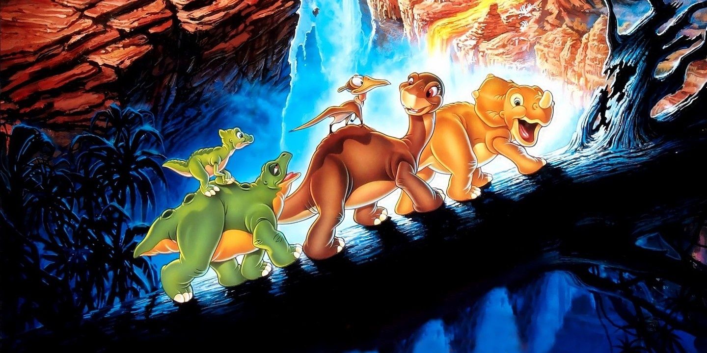 Dinosaur friends on the poster for The Land Before Time
