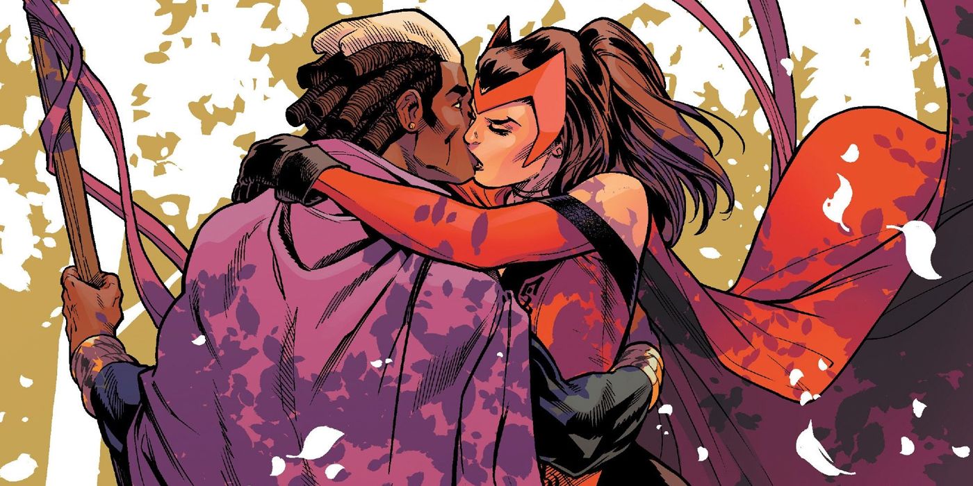 Doctor Voodoo and Scarlet Witch kissing each other