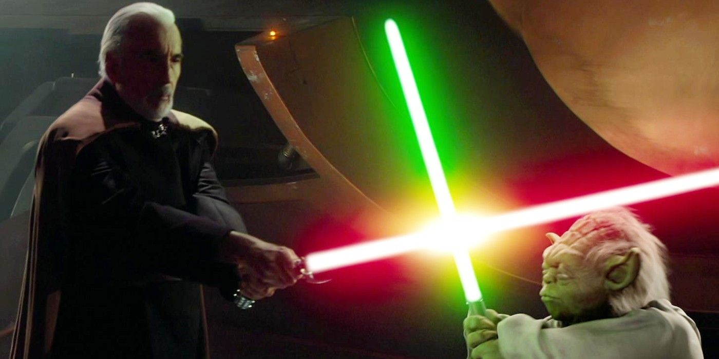 Dooku vs. Yoda fight in Attack of the Clones