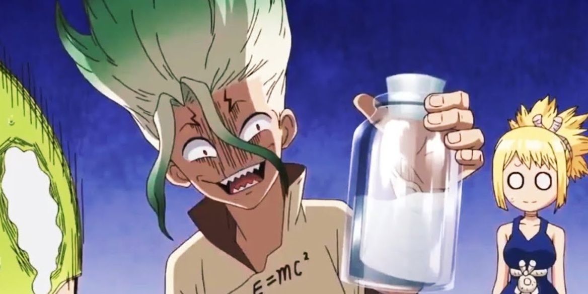 Senku Ishigami from Dr. Stone showing off his sulfa drug compounds.