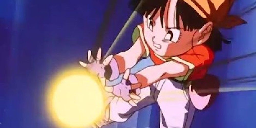 Pan releases an energy wave attack in Dragon Ball GT
