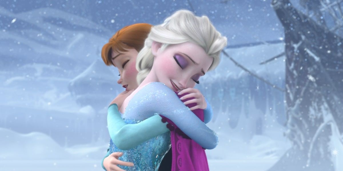 Elsa And Anna Hugging From Disney's Frozen