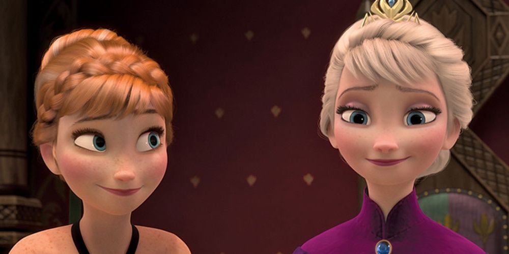 Elsa And Anna Stand Together Showing At The Coronation Ball Frozen Movie Disney