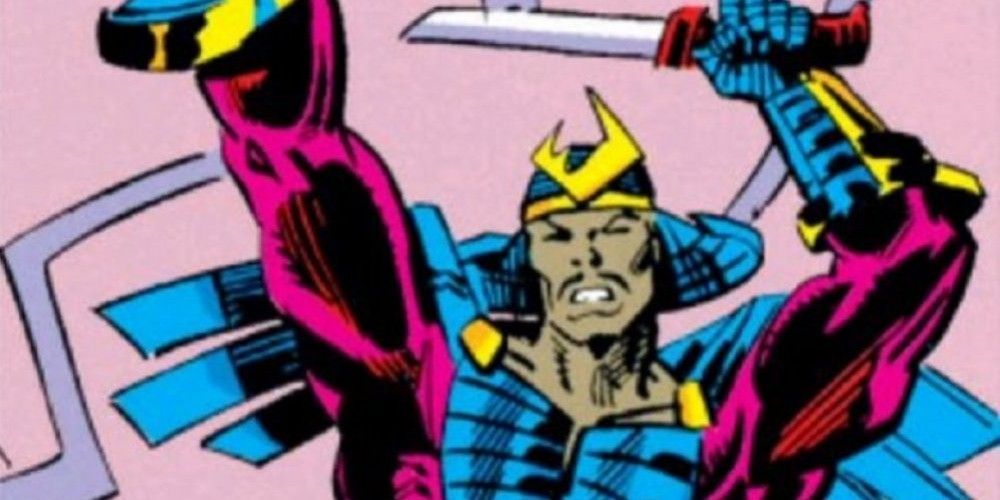 Kingo holds his sword over his head in Marvel comics