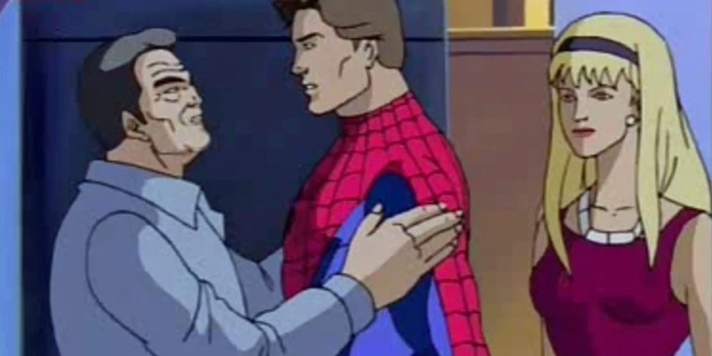 An image of Uncle Ben talking to Peter Parker on a roof