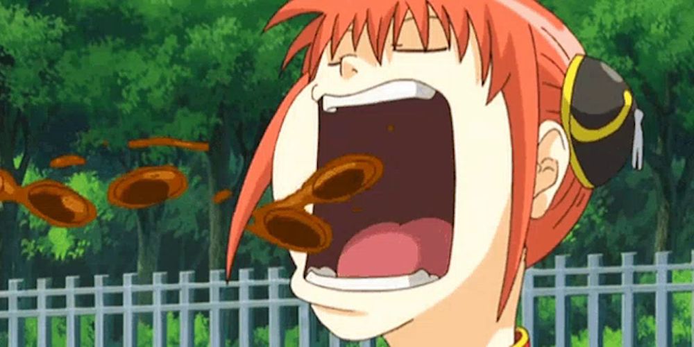 Anime Gintama Kagura Eating Mouth Wide