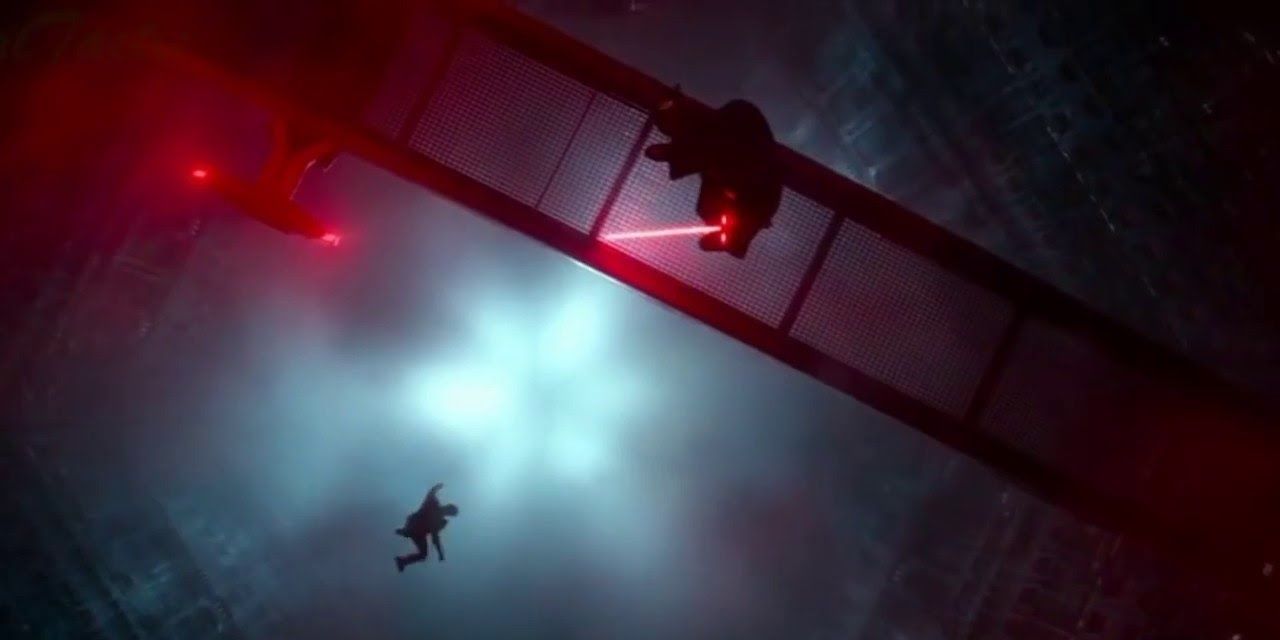 Han Solo falls after being stabbed by his son Ben
