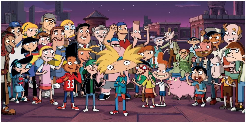 Arnold and his many inner-city friends in Hey Arnold!