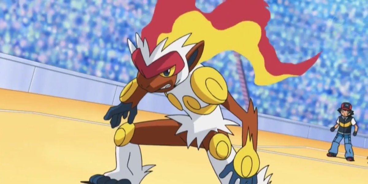 O Infernape de Ash está pronto para a batalha em Pokémon.