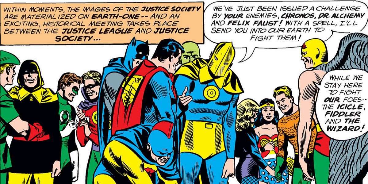 The JLA and JSA first meet in &quot;Justice League of America&quot; 21