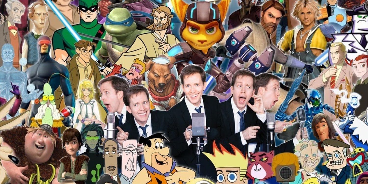 James Arnold Taylor surrounded by the characters he has voiced