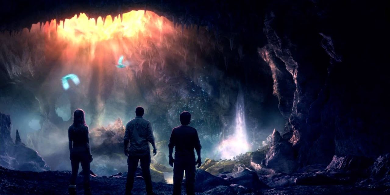 The heroes find the hidden world in Journey to the Center of the Earth