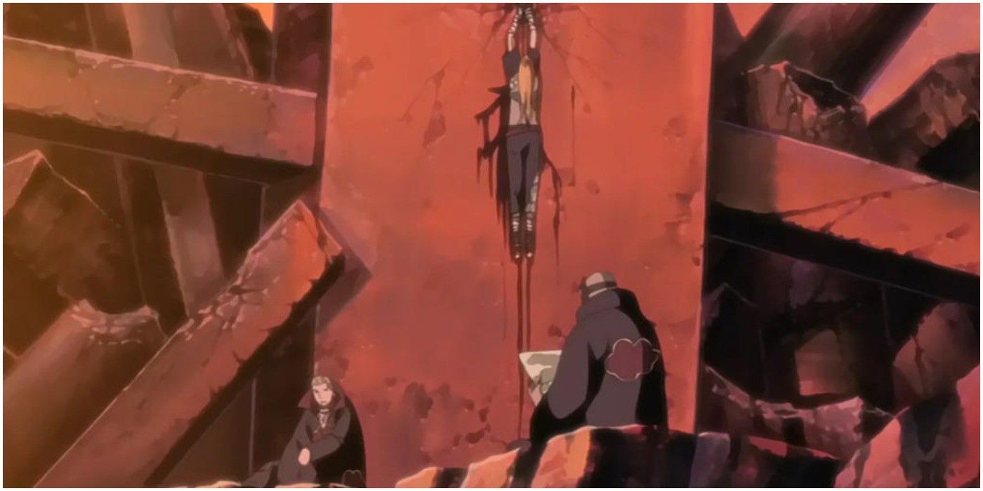 Hidan and Kakuzu capturing Yugito in Naruto.