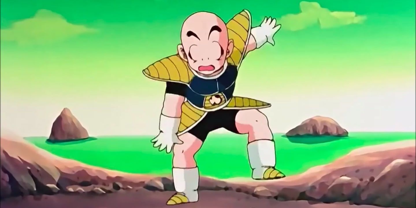 Krillin being lifted by Frieza