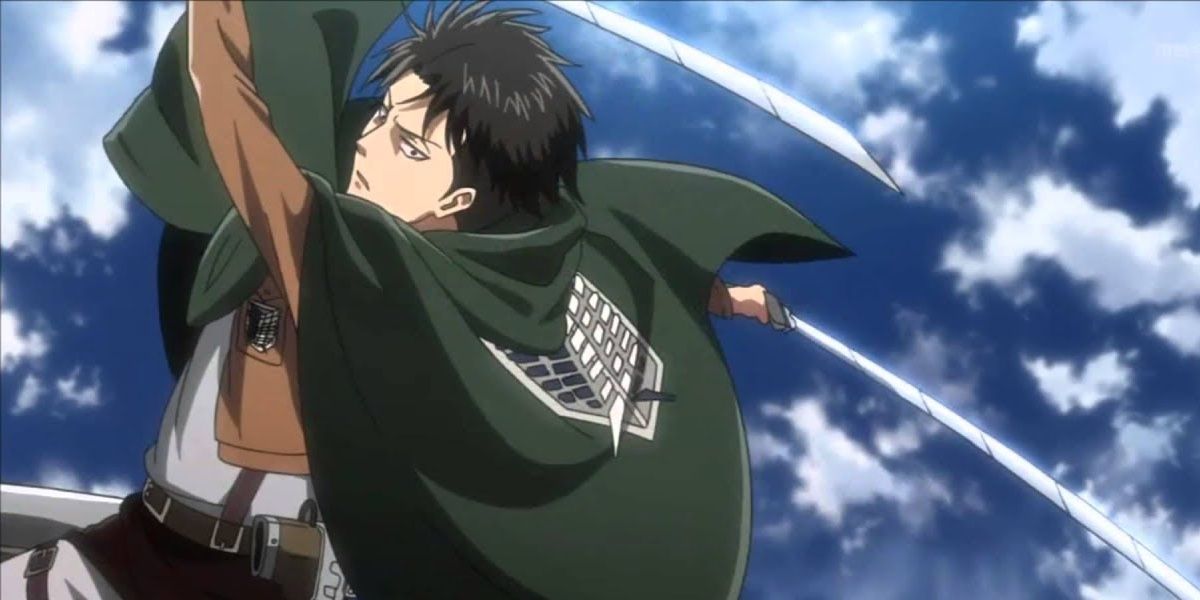 Levi Performing His Spin Attack In Attack On Titan Anime