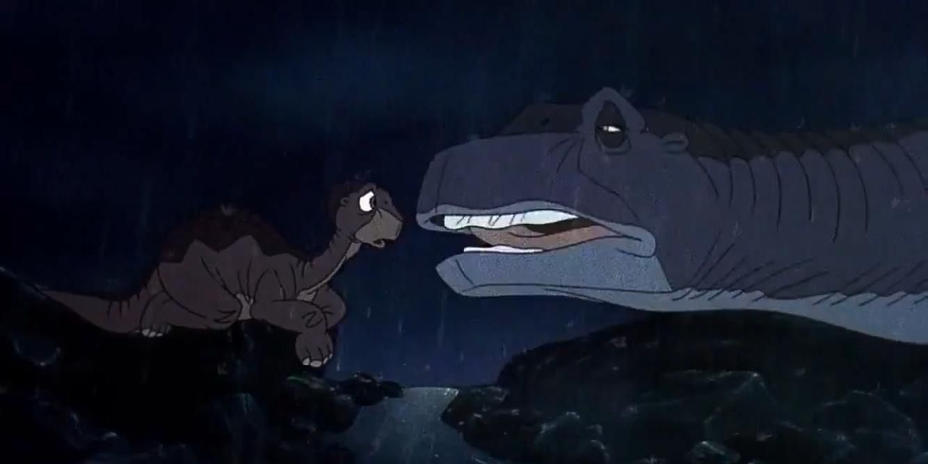 Littlefoot and his mother in The Land Before Time
