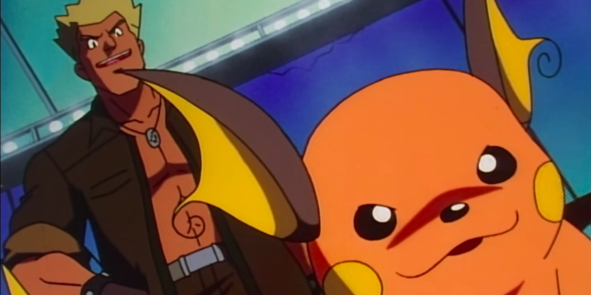 Lt. Surge and his Raichu in the Pokémon episode &quot;Electric Shock Showdown&quot;