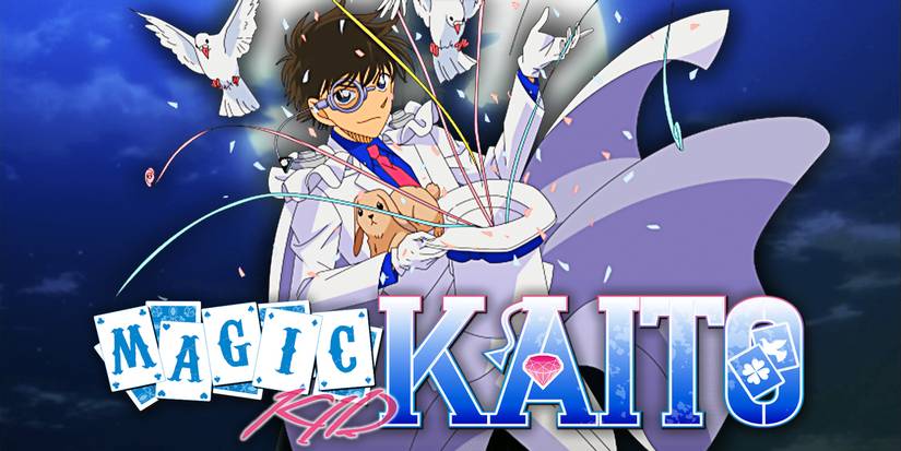 Kaito in a white magician's suit on the cover poster for Magic Kaito