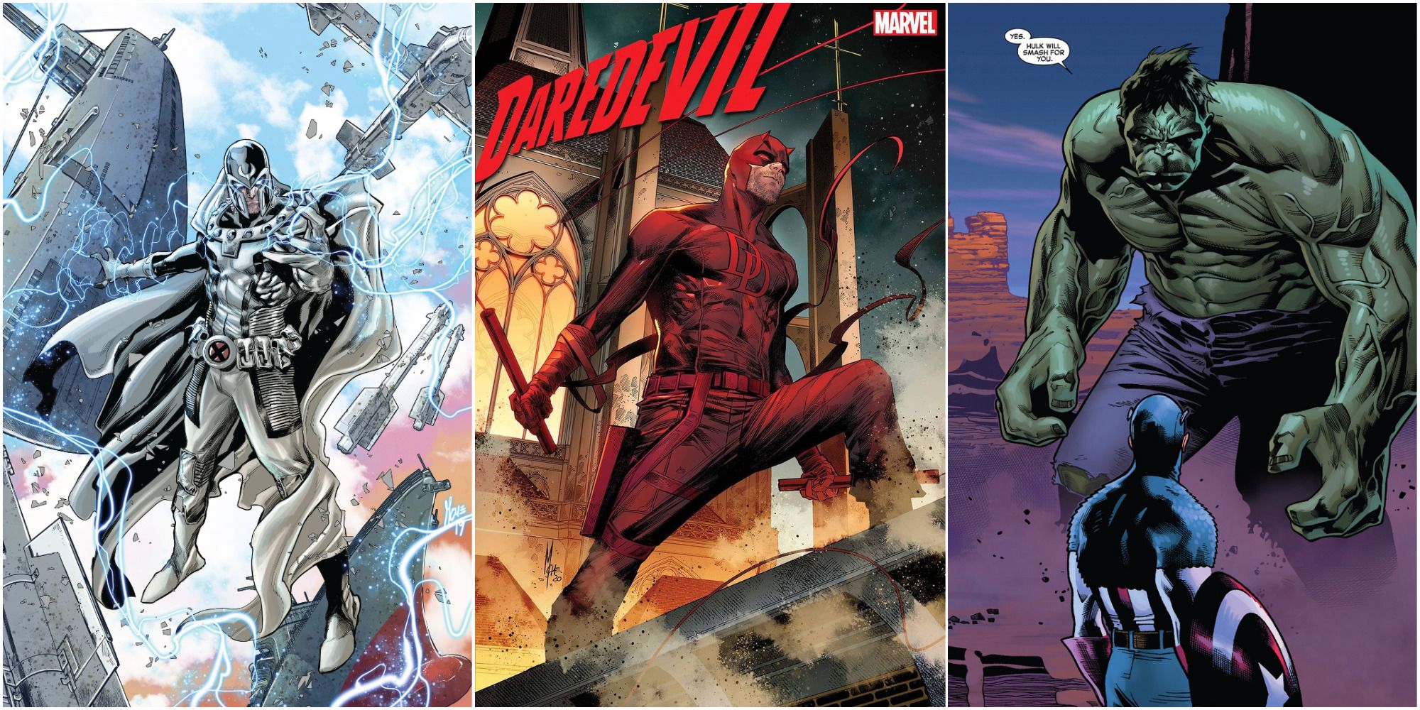 Magneto, Daredevil, and Hulk