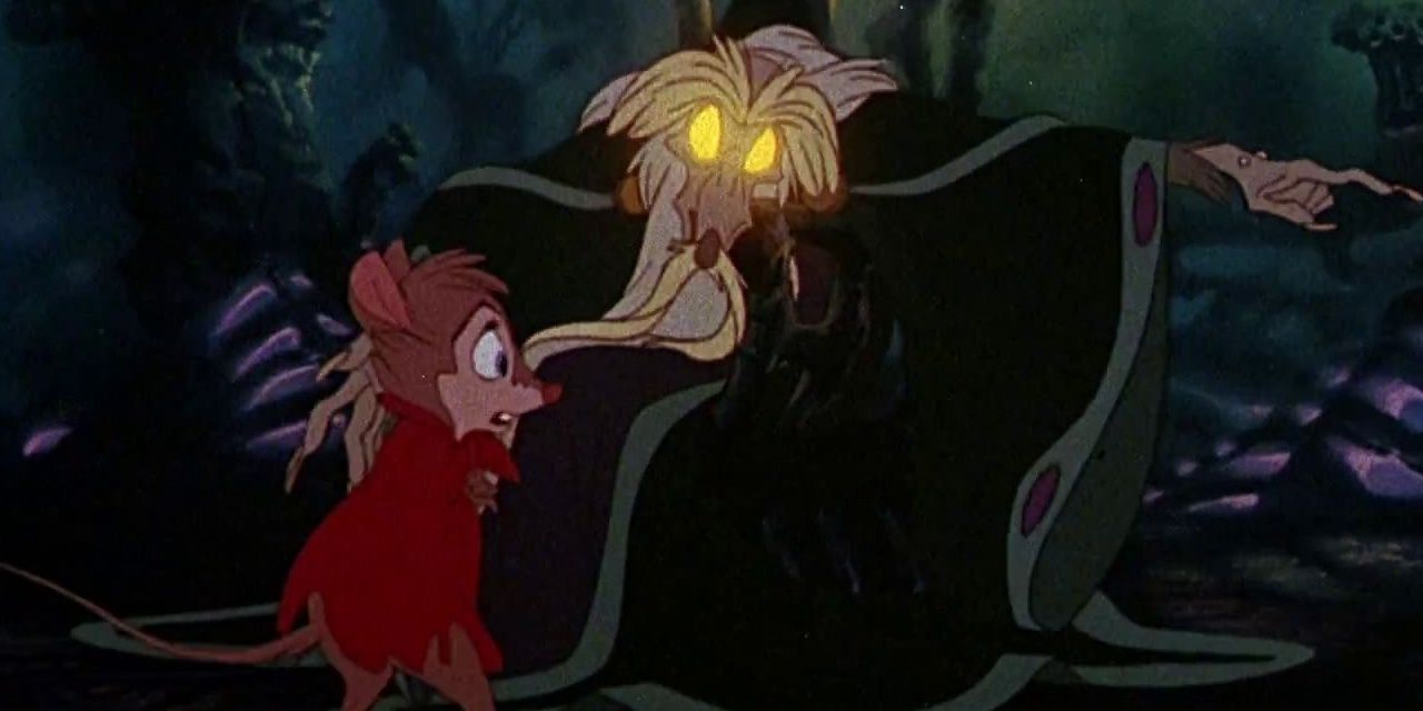 Mrs Brisby meeting the Great Owl in The Secret of NIMH