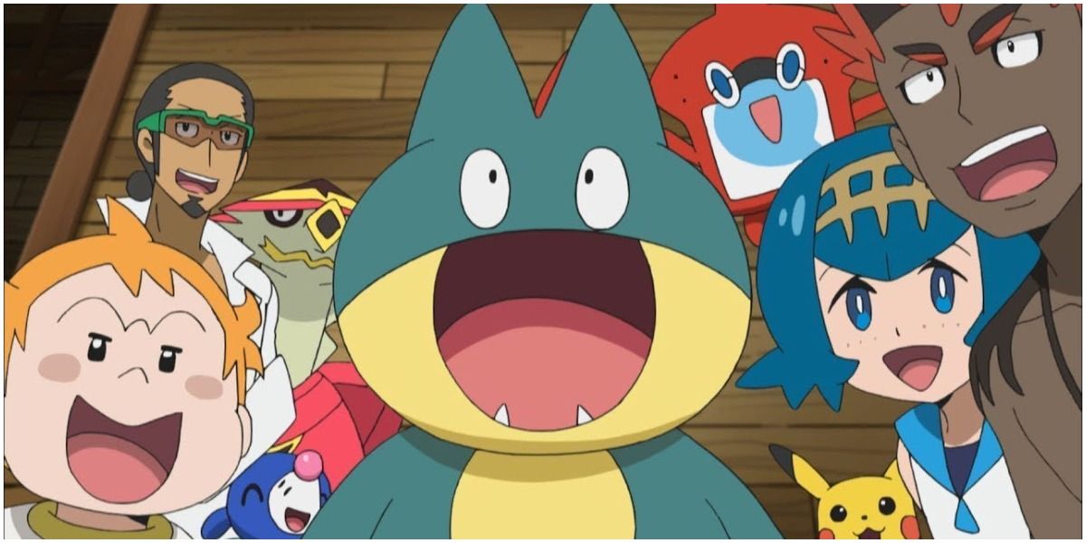 Munchlax with Ash's friends from Alola