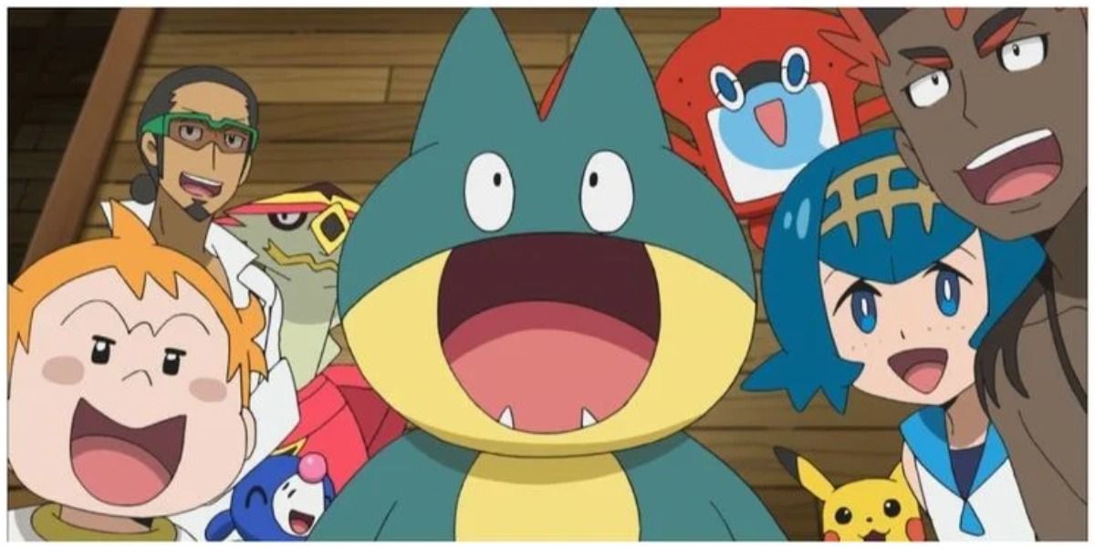 Munchlax and characters from the Alola region