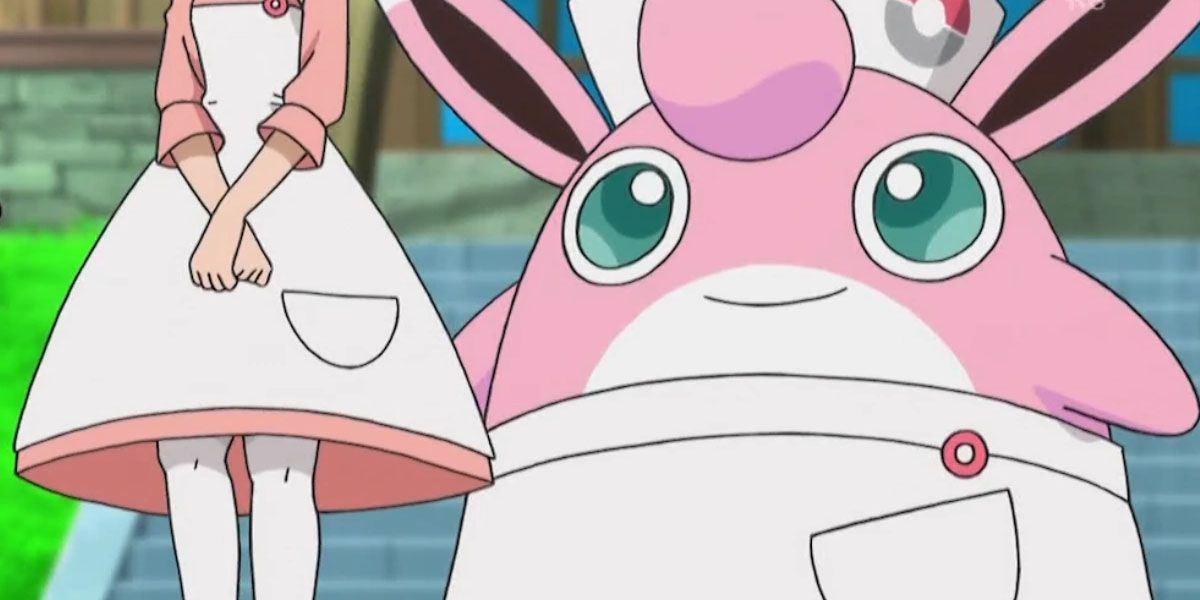 Wigglytuff in a nurse outfit next to nurse joy