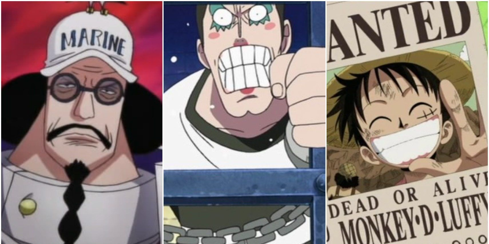Different pirates from the One Piece anime.