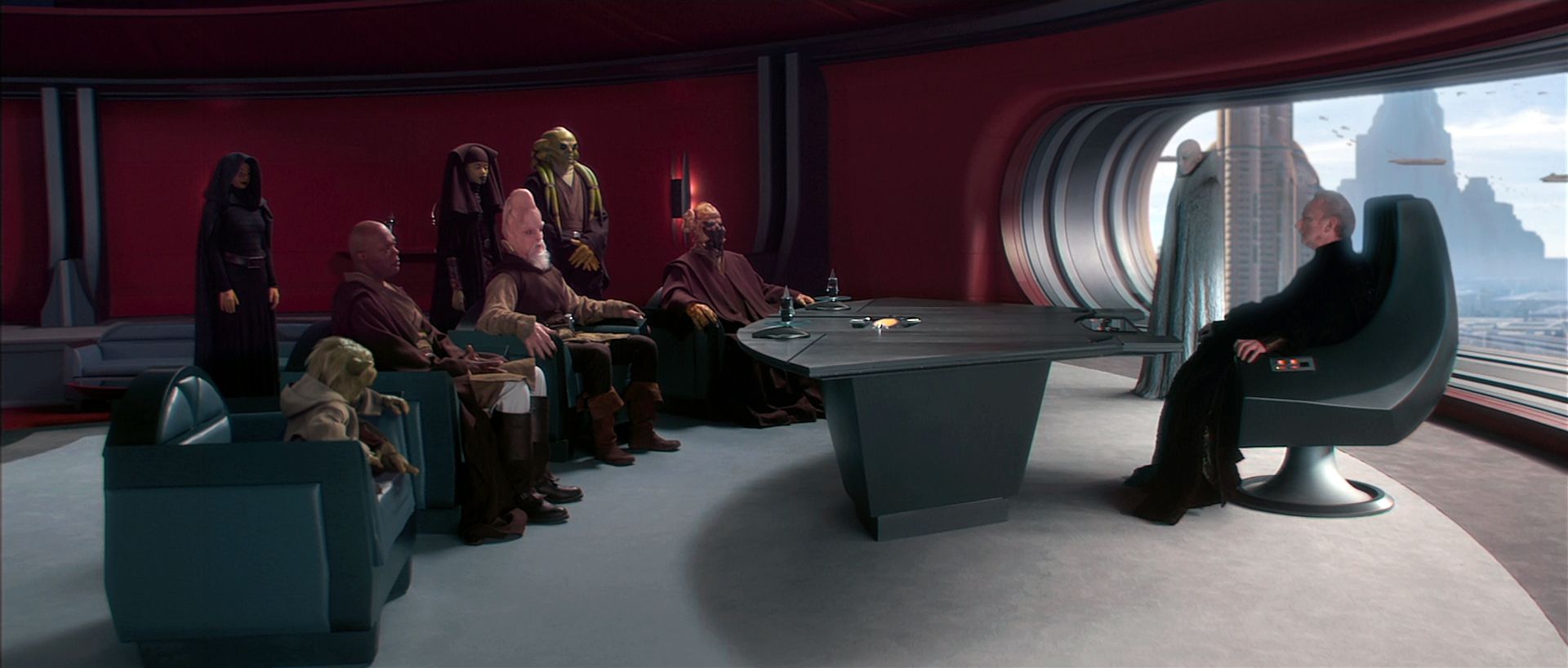 Palpatine and Jedi Council members