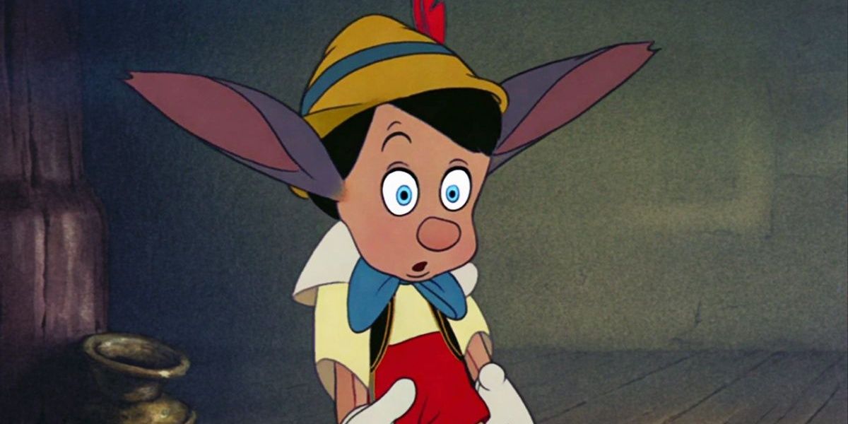 Pinocchio growing donkey ears in the original Pinocchio