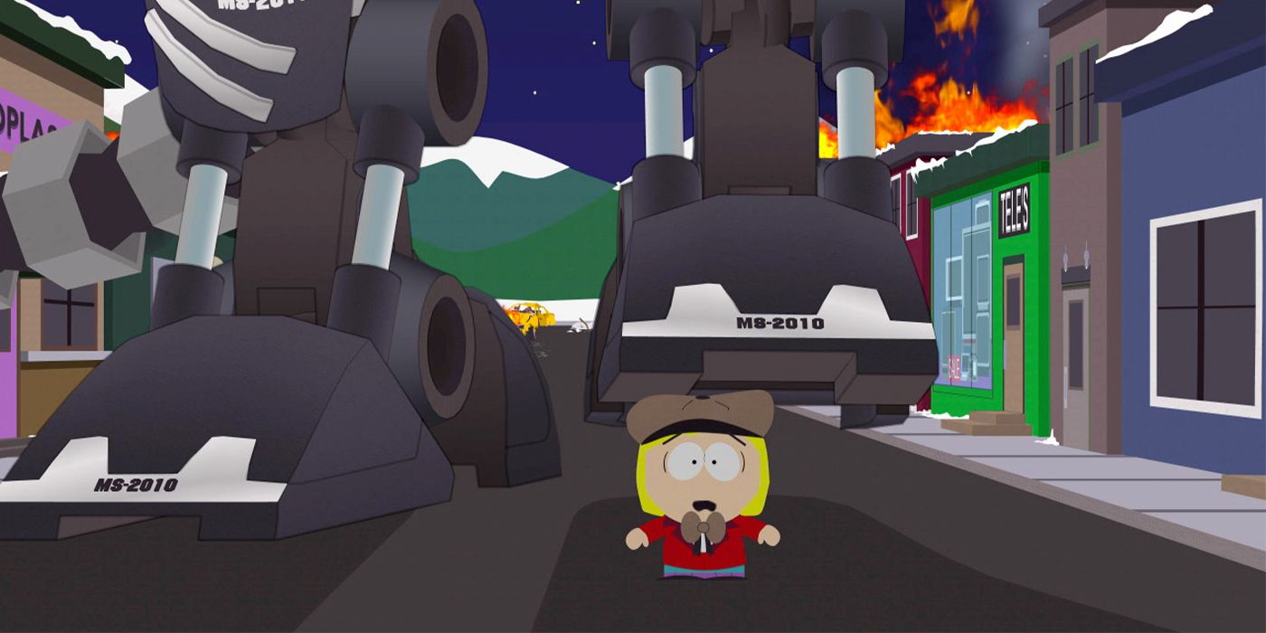 Pip runs from Mecha-Streisand in South Park