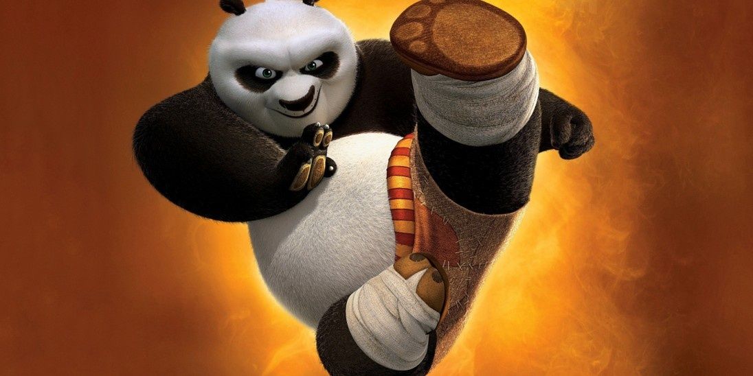 Po with leg raised in Kung Fu Panda Cropped