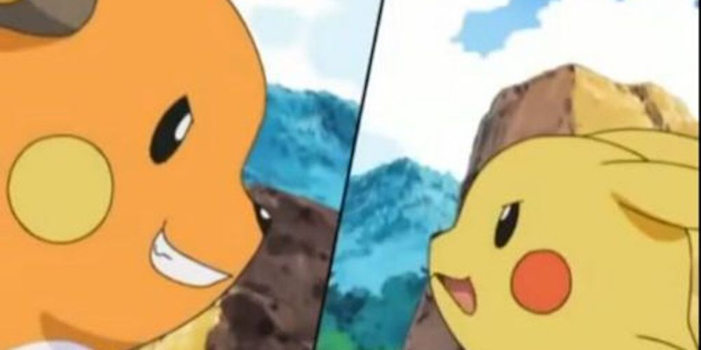 Anime Pokemon Pikachu Versus Sho's Raichu Sizing Up