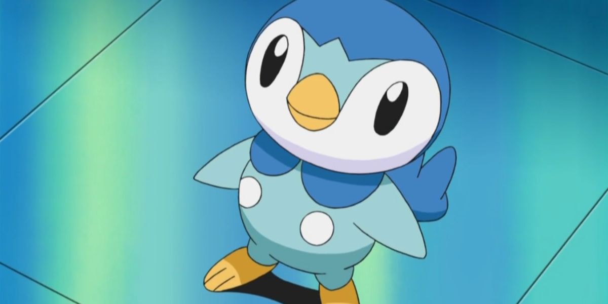 Piplup looking up in Pokemon.