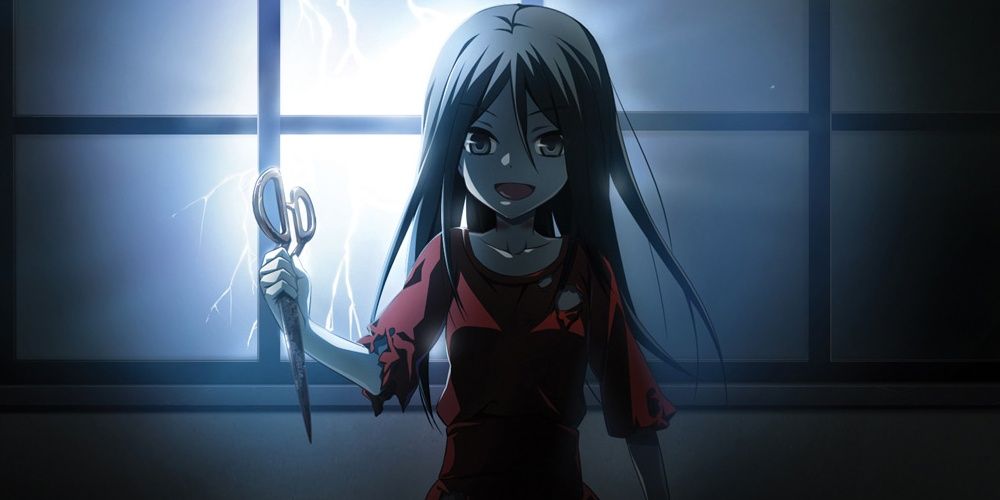 Sachiko Using Scissors As A Weapon In Corpse Party Anime